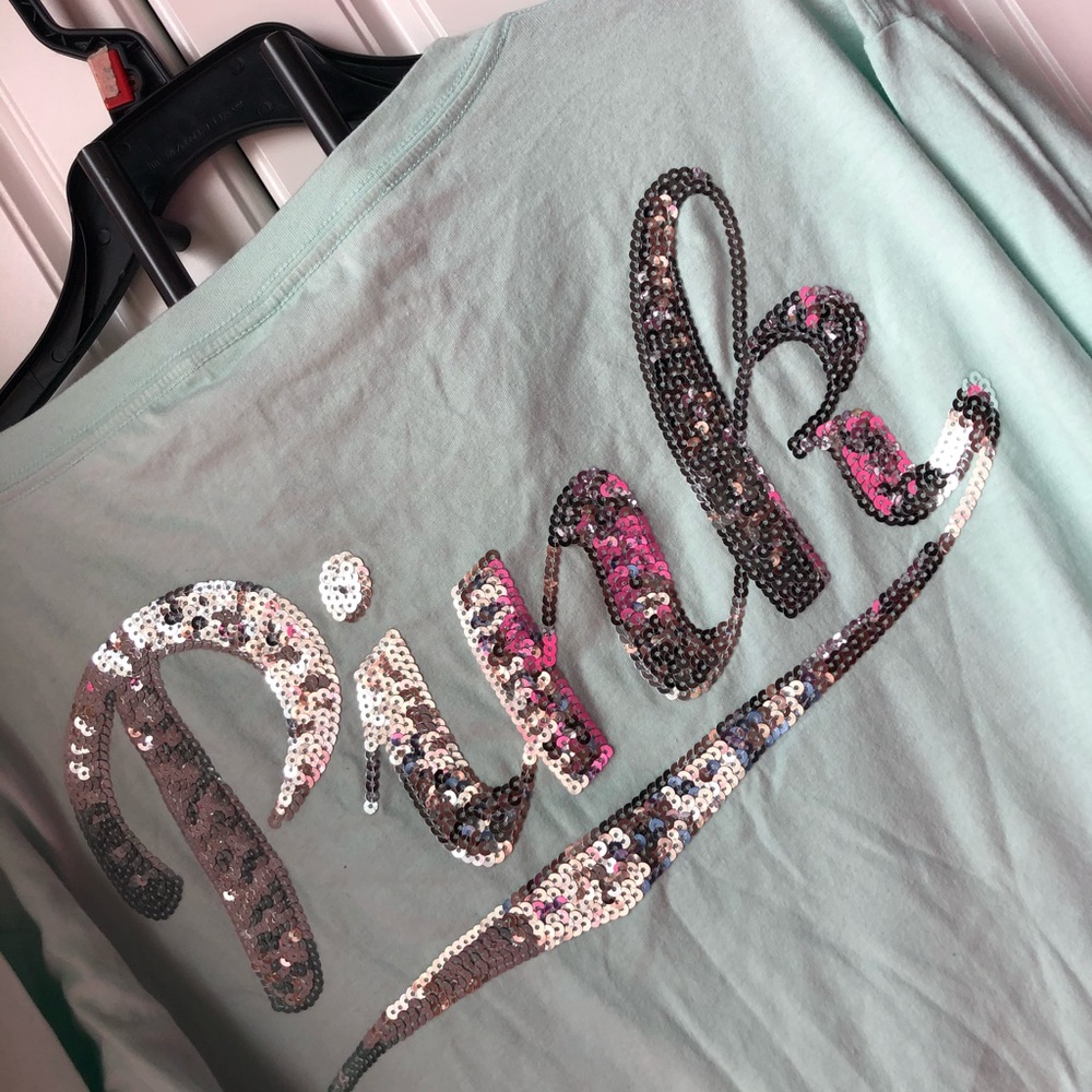 NWT Victoria Secret pink large mint bling shirt - Picture 3 of 4